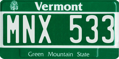 VT license plate MNX533