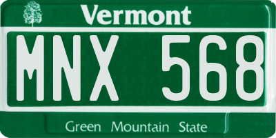 VT license plate MNX568
