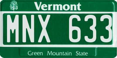 VT license plate MNX633