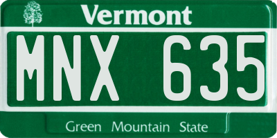 VT license plate MNX635