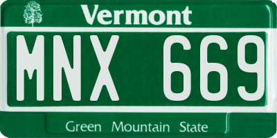 VT license plate MNX669