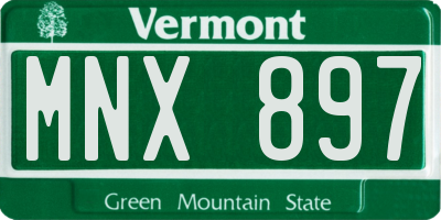 VT license plate MNX897