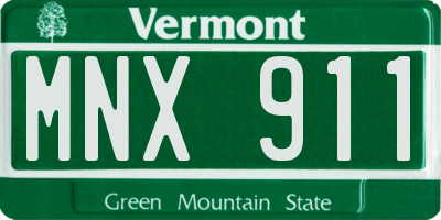 VT license plate MNX911