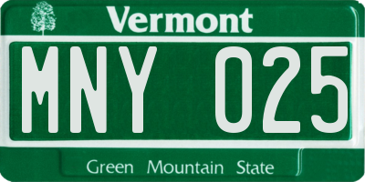 VT license plate MNY025
