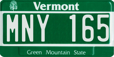 VT license plate MNY165
