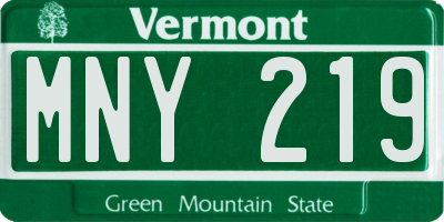 VT license plate MNY219
