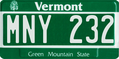 VT license plate MNY232