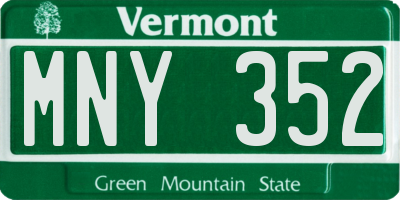 VT license plate MNY352
