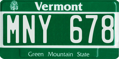 VT license plate MNY678