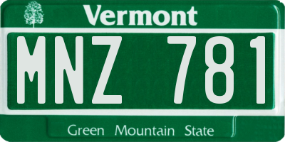 VT license plate MNZ781