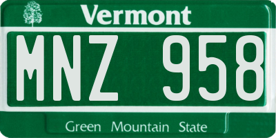 VT license plate MNZ958