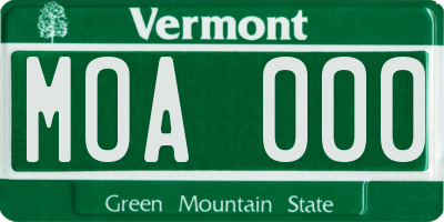 VT license plate MOA000