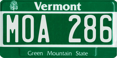 VT license plate MOA286