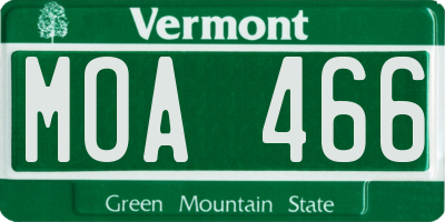 VT license plate MOA466