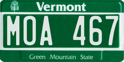 VT license plate MOA467