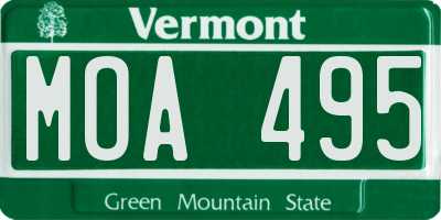 VT license plate MOA495