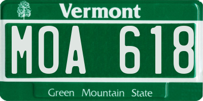 VT license plate MOA618