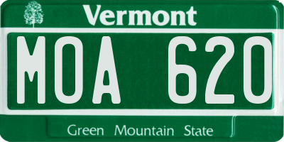 VT license plate MOA620