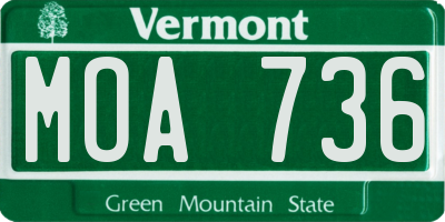 VT license plate MOA736