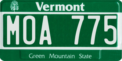 VT license plate MOA775