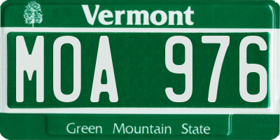 VT license plate MOA976