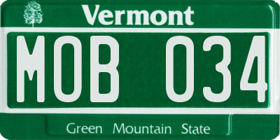 VT license plate MOB034