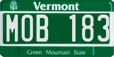 VT license plate MOB183