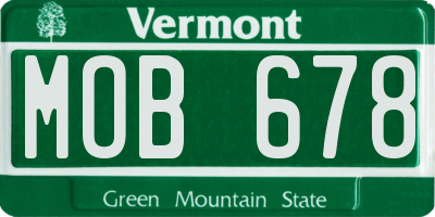 VT license plate MOB678