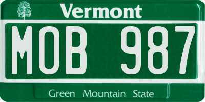 VT license plate MOB987