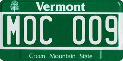 VT license plate MOC009