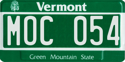 VT license plate MOC054
