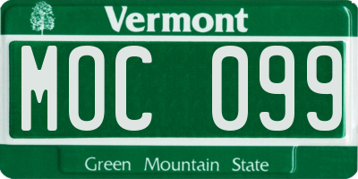 VT license plate MOC099