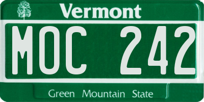 VT license plate MOC242