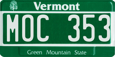 VT license plate MOC353