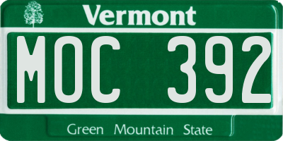 VT license plate MOC392