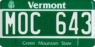 VT license plate MOC643