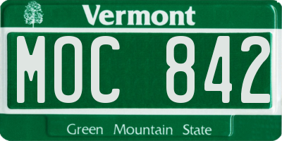 VT license plate MOC842