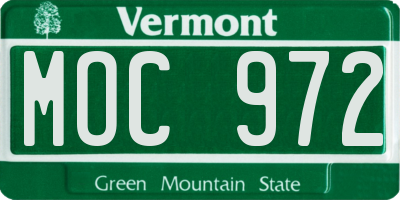 VT license plate MOC972