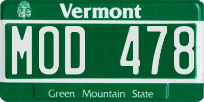 VT license plate MOD478