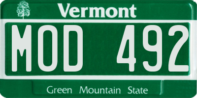 VT license plate MOD492