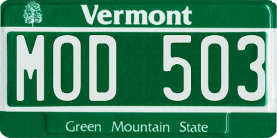 VT license plate MOD503