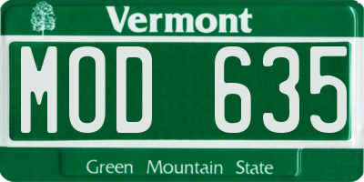 VT license plate MOD635