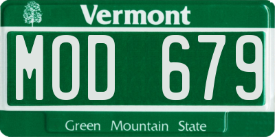 VT license plate MOD679