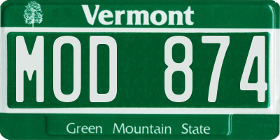 VT license plate MOD874