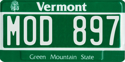 VT license plate MOD897