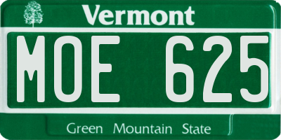 VT license plate MOE625