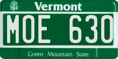 VT license plate MOE630