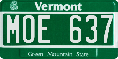 VT license plate MOE637