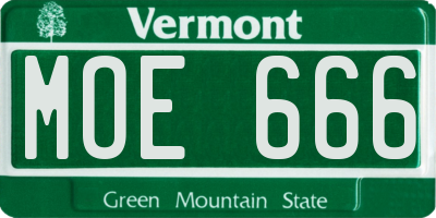 VT license plate MOE666