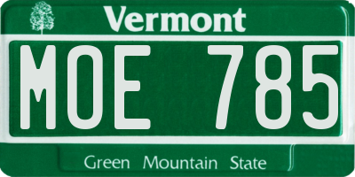 VT license plate MOE785